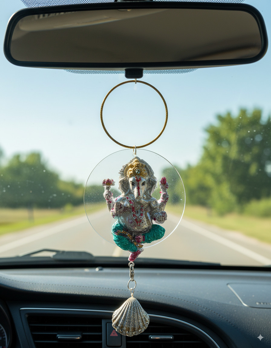 Hand-Painted Ganesha Car Hanging Accessory