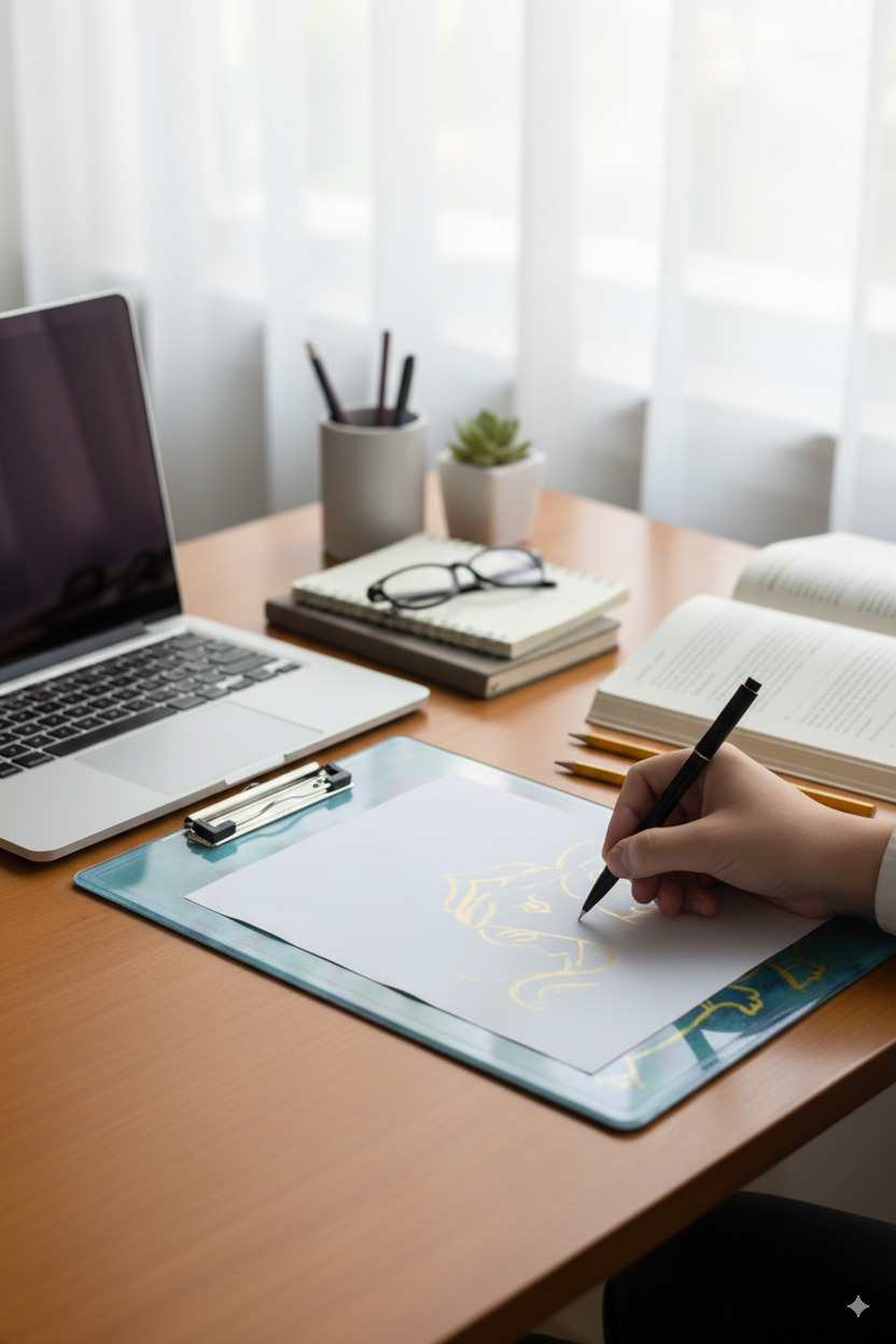 Hand-Painted Ganesha Examination Board – Artistic Clip Board for Students - Image 4