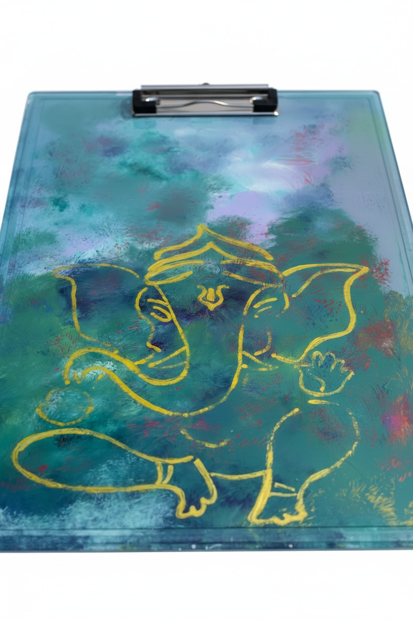 Hand-Painted Ganesha Examination Board – Artistic Clip Board for Students - Image 6