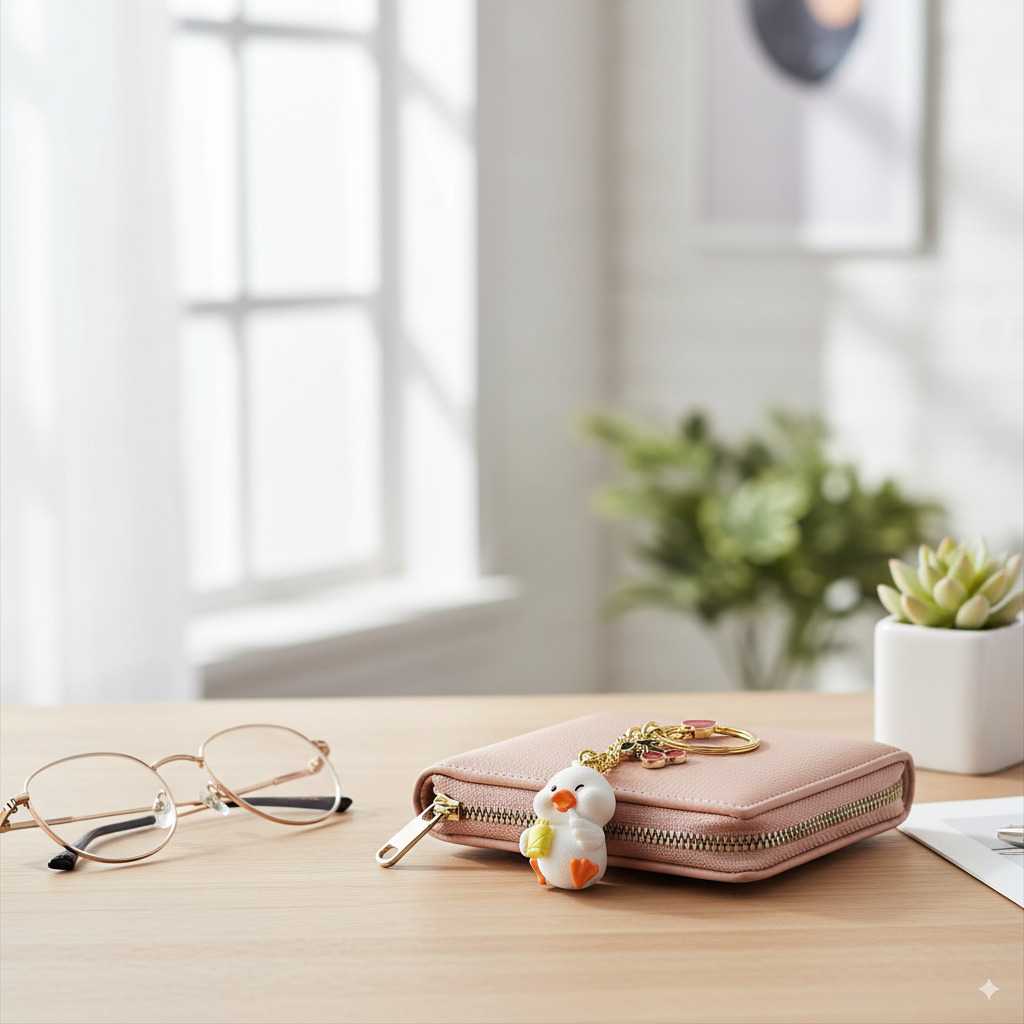 Kawaii Duck Key chain with Cherry & Heart Charms - Image 4