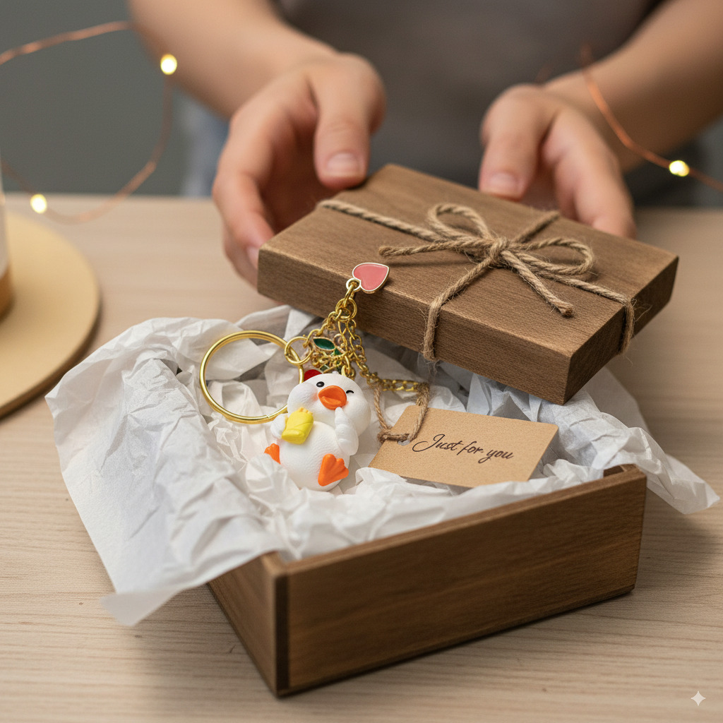 Kawaii Duck Key chain with Cherry & Heart Charms - Image 7