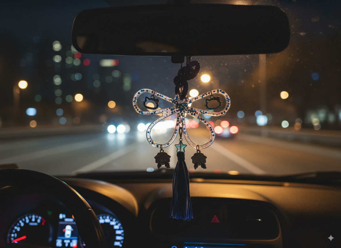 Handmade Resin Charm with Tassel and Accents for Car Mirrors - Image 5