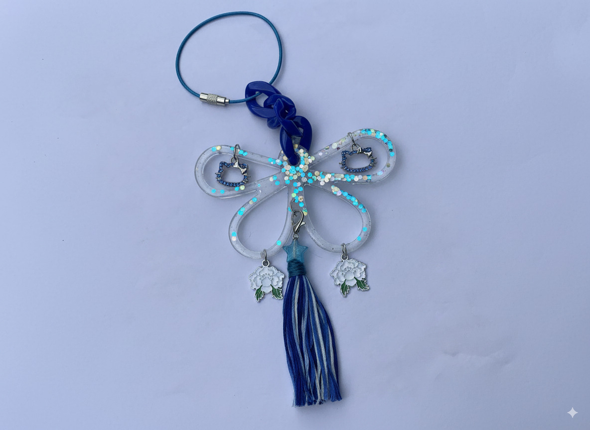 Handmade Resin Charm with Tassel and Accents for Car Mirrors - Image 3