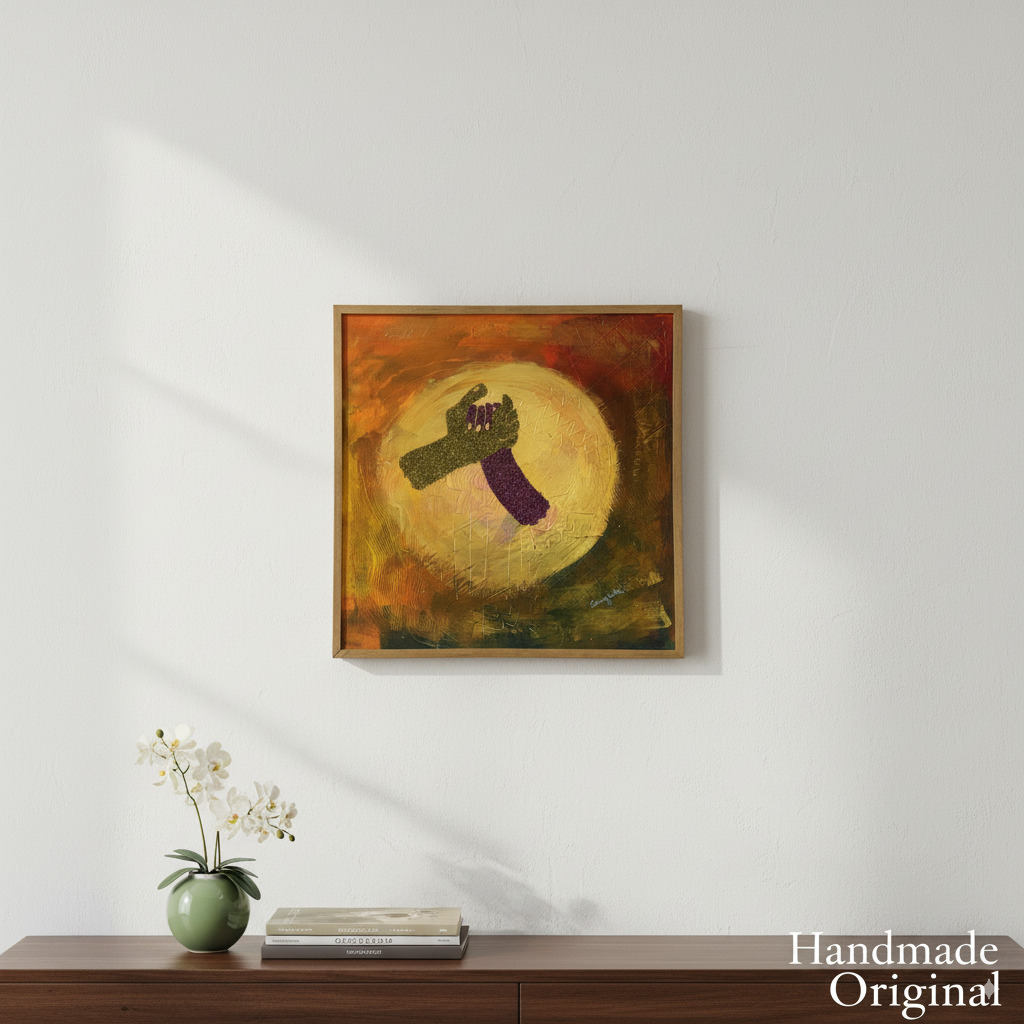 Original Hands Painting "Golden Promise" | Textured Mixed Media Art