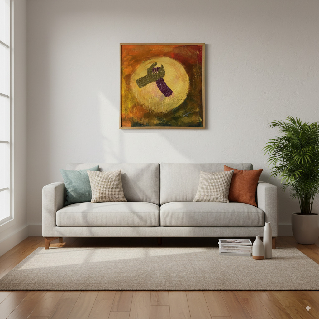 Original Abstract Media Painting "Golden Promise" | Textured Canvas Art with Glitter - Image 5