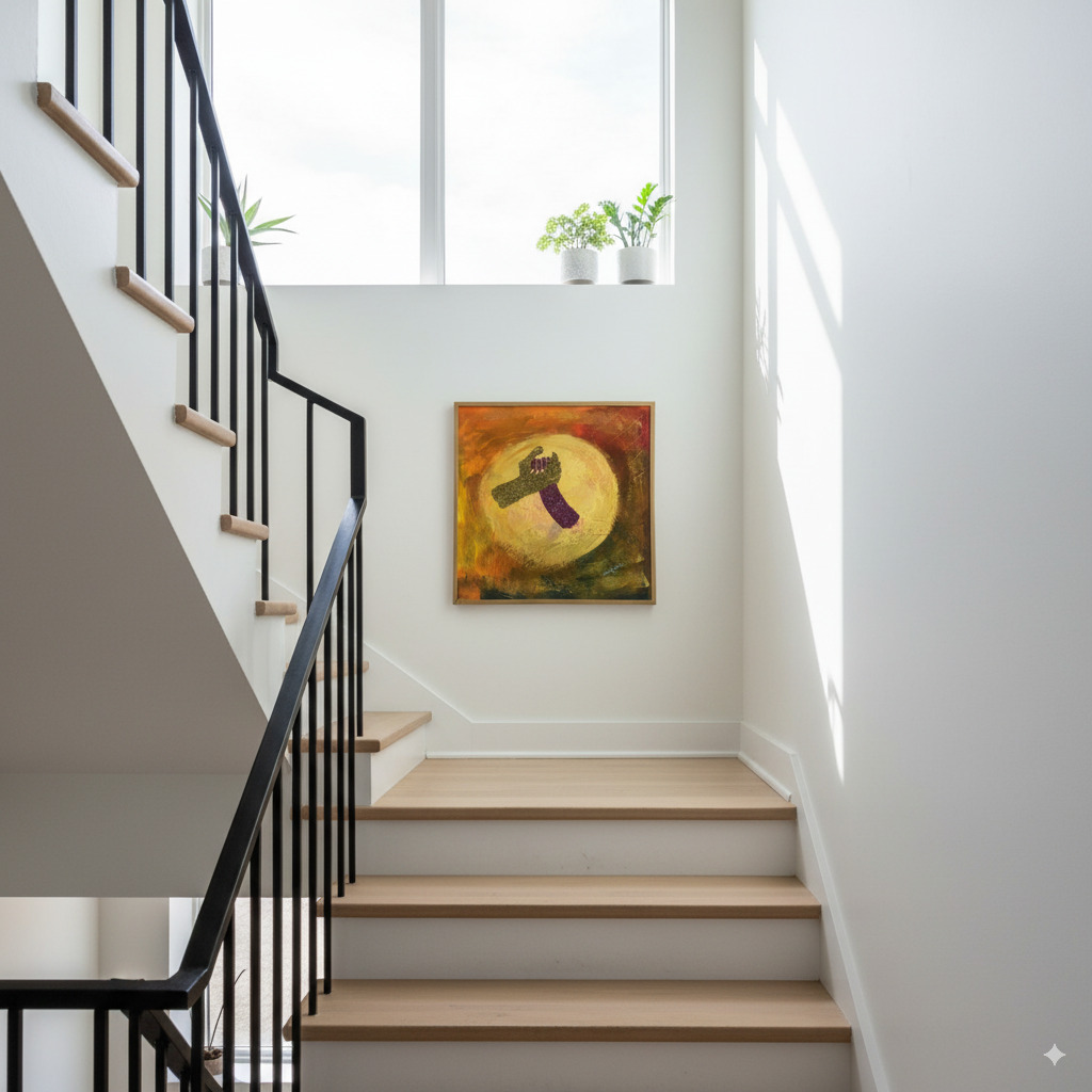 Original Abstract Media Painting "Golden Promise" | Textured Canvas Art with Glitter - Image 3