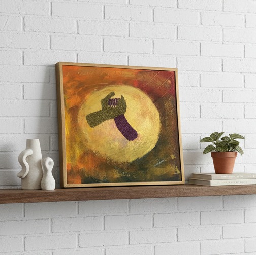 Original Abstract Media Painting "Golden Promise" | Textured Canvas Art with Glitter - Image 2