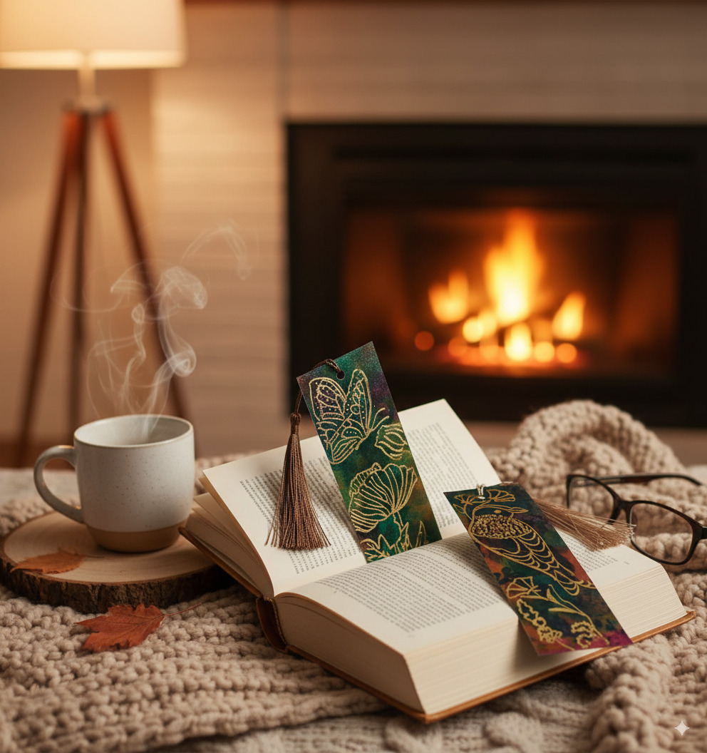 Handmade Acrylic Bookmarks | Gold Botanical & Nature Art - Set of 2 - Image 5