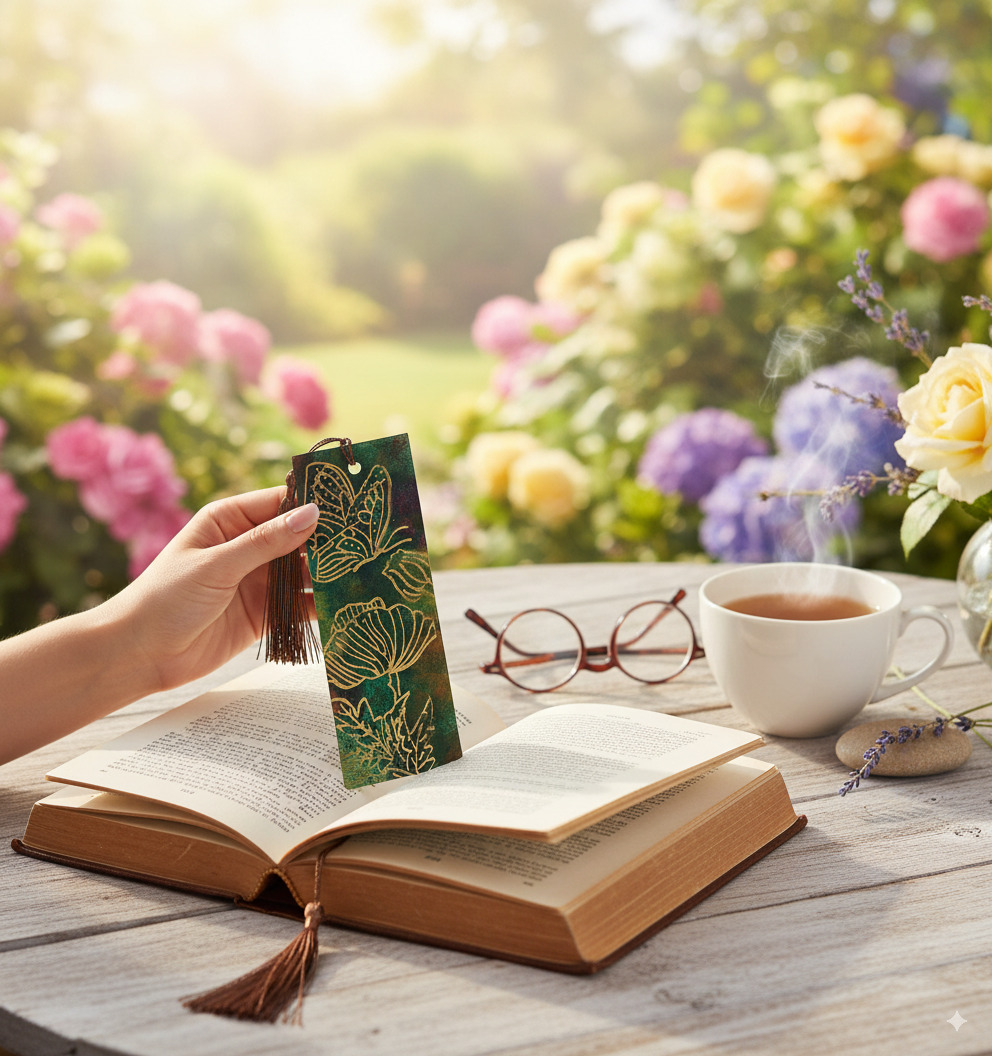 Handmade Acrylic Bookmarks | Gold Botanical & Nature Art - Set of 2 - Image 4