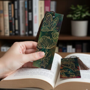 Handmade Acrylic Bookmarks | Gold Botanical & Nature Art
