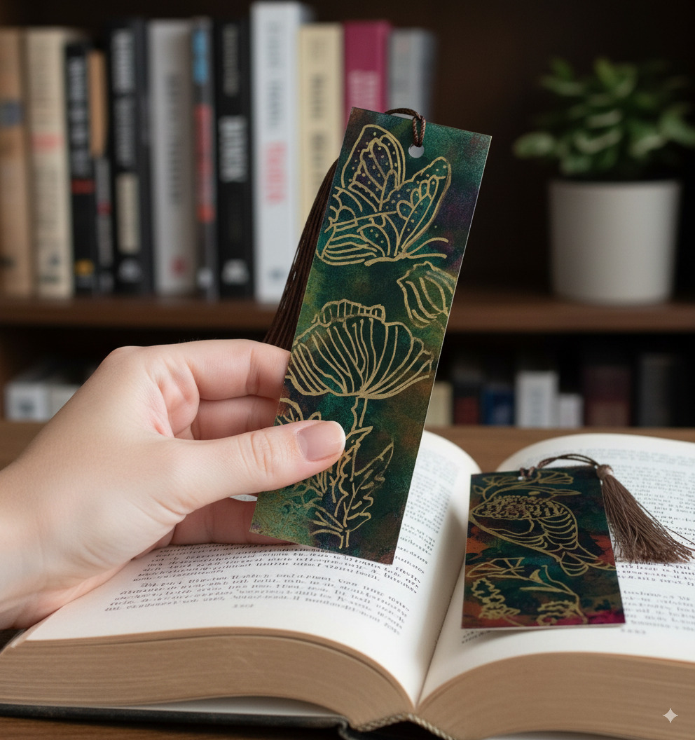 Handmade Acrylic Bookmarks | Gold Botanical & Nature Art