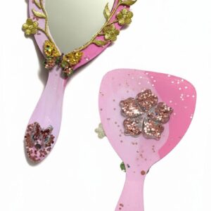 Artisan Hand Mirror - Pink & Gold Design by Sangeeta