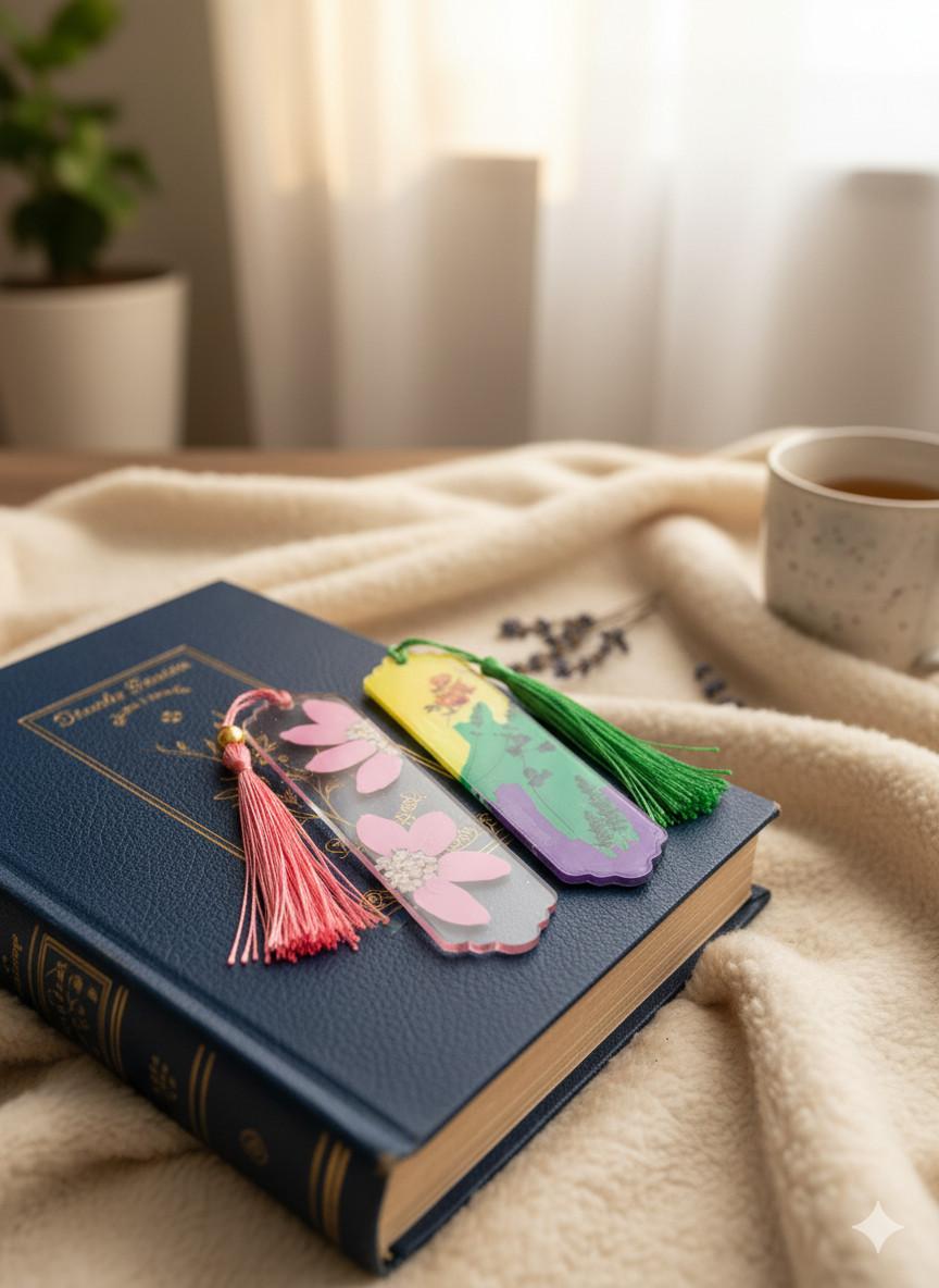 Handmade Floral Acrylic Bookmarks | Set of 2 by Sangeeta - Image 4