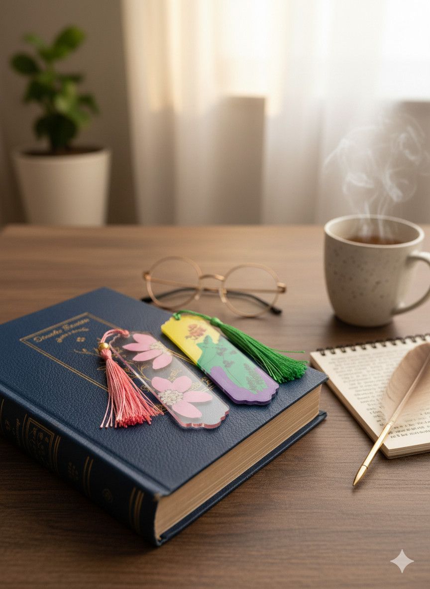 Handmade Floral Acrylic Bookmarks | Set of 2 by Sangeeta - Image 3