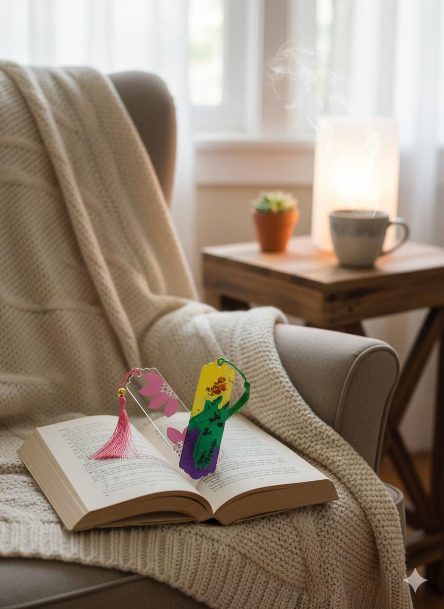 Handmade Floral Acrylic Bookmarks | Set of 2 by Sangeeta - Image 2