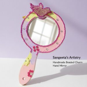 Artisan Hand Mirror | Dual-Sided Floral & Bird Design