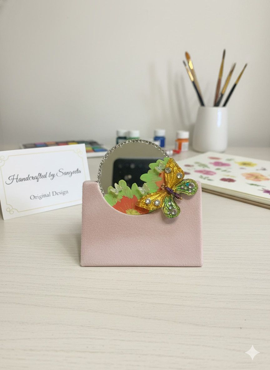 Handmade Butterfly Phone Back Mirror - "Flutter & Reflect" - Image 5