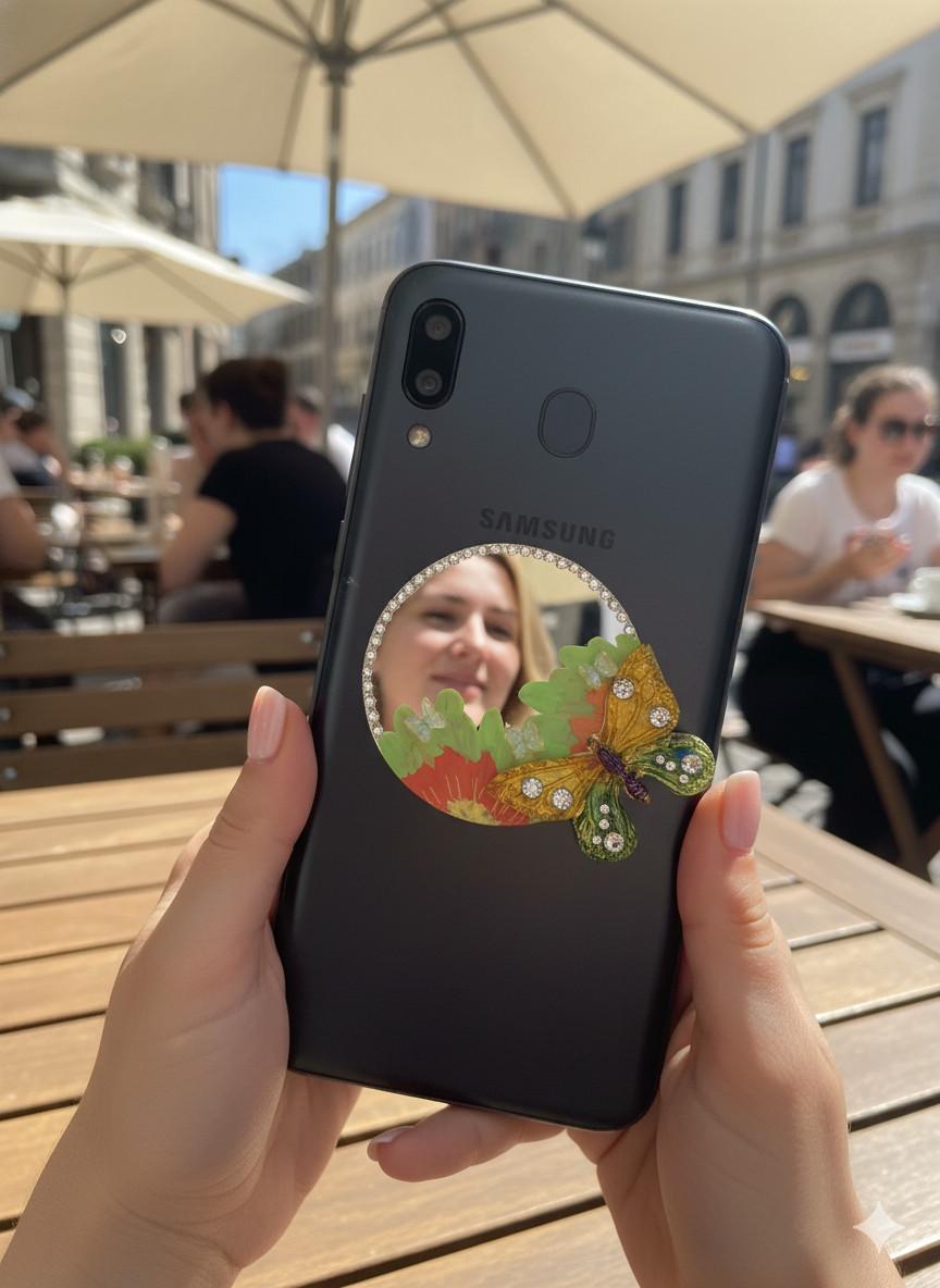 Handmade Butterfly Phone Back Mirror - "Flutter & Reflect" - Image 3